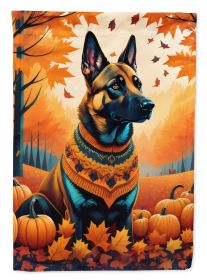 Belgian Malinois Fall House Flag Large Porch Sleeve Pole Decorative Outside Yard Banner Artwork Wall Hanging, Polyester, House Size, Multicolor