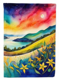 Hypericum or St. John s Wort in Color House Flag Large Porch Sleeve Pole Decorative Outside Yard Banner Artwork Wall Hanging, Polyester, House Size