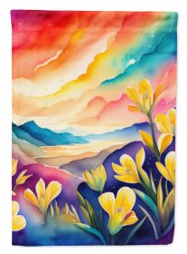Freesia in Color House Flag Large Porch Sleeve Pole Decorative Outside Yard Banner Artwork Wall Hanging, Polyester, House Size, Multicolor