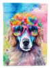 Poodle Hippie Dawg House Flag Large Porch Sleeve Pole Decorative Outside Yard Banner Artwork Wall Hanging, Polyester, House Size, Multicolor