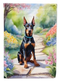 Doberman Pinscher Spring Path Garden Flag Mailbox Flag Decorative Yard Flag Banner Outside Patio Artwork Yard Flower Beds, Garden Size, Multicolor