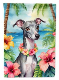Italian Greyhound Luau Garden Flag Mailbox Flag Decorative Yard Flag Banner Outside Patio Artwork Yard Flower Beds, Garden Size, Multicolor