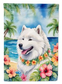 Samoyed Luau Garden Flag Mailbox Flag Decorative Yard Flag Banner Outside Patio Artwork Yard Flower Beds, Garden Size, Multicolor