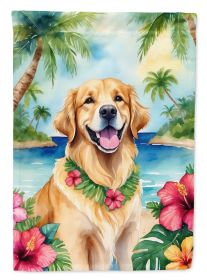 Golden Retriever Luau Garden Flag Mailbox Flag Decorative Yard Flag Banner Outside Patio Artwork Yard Flower Beds, Garden Size, Multicolor