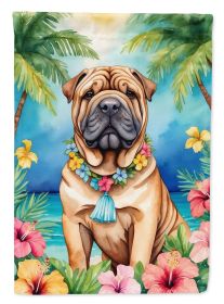 Shar Pei Luau Garden Flag Mailbox Flag Decorative Yard Flag Banner Outside Patio Artwork Yard Flower Beds, Garden Size, Multicolor