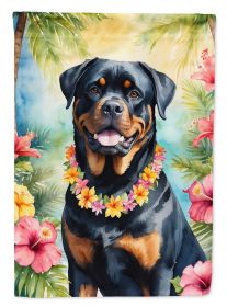 Rottweiler Luau Garden Flag Mailbox Flag Decorative Yard Flag Banner Outside Patio Artwork Yard Flower Beds, Garden Size, Multicolor