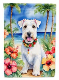 Sealyham Terrier Luau Garden Flag Mailbox Flag Decorative Yard Flag Banner Outside Patio Artwork Yard Flower Beds, Garden Size, Multicolor