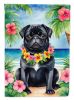 Black Pug Luau Garden Flag Mailbox Flag Decorative Yard Flag Banner Outside Patio Artwork Yard Flower Beds, Garden Size, Multicolor