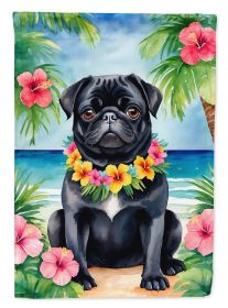 Black Pug Luau Garden Flag Mailbox Flag Decorative Yard Flag Banner Outside Patio Artwork Yard Flower Beds, Garden Size, Multicolor