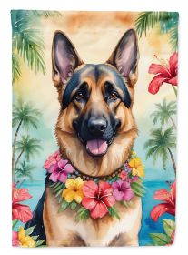 German Shepherd Luau Garden Flag Mailbox Flag Decorative Yard Flag Banner Outside Patio Artwork Yard Flower Beds, Garden Size, Multicolor