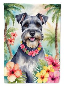 Schnauzer Luau Garden Flag Mailbox Flag Decorative Yard Flag Banner Outside Patio Artwork Yard Flower Beds, Garden Size, Multicolor