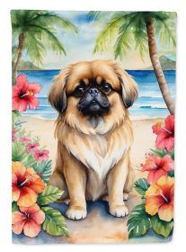 Pekingese Luau Garden Flag Mailbox Flag Decorative Yard Flag Banner Outside Patio Artwork Yard Flower Beds, Garden Size, Multicolor
