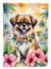 Tibetan Spaniel Luau Garden Flag Mailbox Flag Decorative Yard Flag Banner Outside Patio Artwork Yard Flower Beds, Garden Size, Multicolor