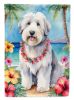 Old English Sheepdog Luau Garden Flag Mailbox Flag Decorative Yard Flag Banner Outside Patio Artwork Yard Flower Beds, Garden Size, Multicolor