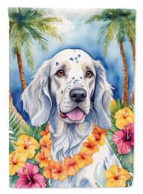 English Setter Luau Garden Flag Mailbox Flag Decorative Yard Flag Banner Outside Patio Artwork Yard Flower Beds, Garden Size, Multicolor