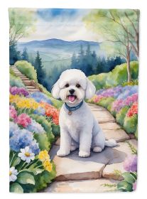 Bichon Frise Spring Path Garden Flag Mailbox Flag Decorative Yard Flag Banner Outside Patio Artwork Yard Flower Beds, Garden Size, Multicolor