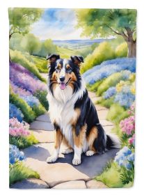 Collie Spring Path Garden Flag Mailbox Flag Decorative Yard Flag Banner Outside Patio Artwork Yard Flower Beds, Garden Size, Multicolor