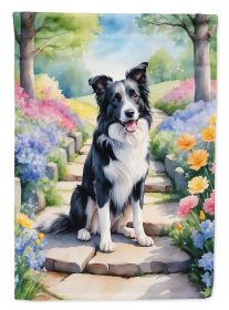 Border Collie Spring Path Garden Flag Mailbox Flag Decorative Yard Flag Banner Outside Patio Artwork Yard Flower Beds, Garden Size, Multicolor