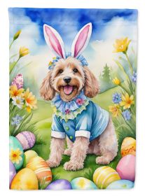 Cockapoo Easter Egg Hunt House Flag Large Porch Sleeve Pole Decorative Outside Yard Banner Artwork Wall Hanging, Polyester, House Size, Multicolor