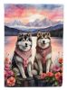 Alaskan Malamute Two Hearts House Flag Large Porch Sleeve Pole Decorative Outside Yard Banner Artwork Wall Hanging, Polyester, House Size, Multicolor