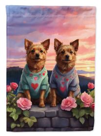 Australian Terrier Two Hearts House Flag Large Porch Sleeve Pole Decorative Outside Yard Banner Artwork Wall Hanging, Polyester, House Size