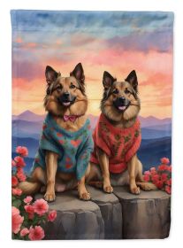 Belgian Tervuren Two Hearts House Flag Large Porch Sleeve Pole Decorative Outside Yard Banner Artwork Wall Hanging, Polyester, House Size, Multicolor