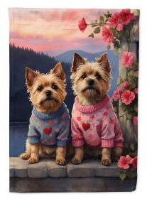 Cairn Terrier Two Hearts House Flag Large Porch Sleeve Pole Decorative Outside Yard Banner Artwork Wall Hanging, Polyester, House Size, Multicolor