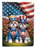 All American Shih Tzu House Flag Large Porch Sleeve Pole Decorative Outside Yard Banner Artwork Wall Hanging, Polyester, House Size, Multicolor