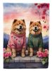 Chow Chow Two Hearts House Flag Large Porch Sleeve Pole Decorative Outside Yard Banner Artwork Wall Hanging, Polyester, House Size, Multicolor