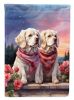 Clumber Spaniel Two Hearts House Flag Large Porch Sleeve Pole Decorative Outside Yard Banner Artwork Wall Hanging, Polyester, House Size, Multicolor