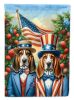 All American Basset Hound House Flag Large Porch Sleeve Pole Decorative Outside Yard Banner Artwork Wall Hanging, Polyester, House Size, Multicolor