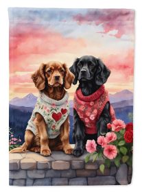 Cocker Spaniel Two Hearts House Flag Large Porch Sleeve Pole Decorative Outside Yard Banner Artwork Wall Hanging, Polyester, House Size, Multicolor