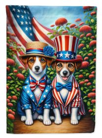 All American Jack Russell Terrier House Flag Large Porch Sleeve Pole Decorative Outside Yard Banner Artwork Wall Hanging, Polyester, House Size