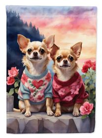 Chihuahua Two Hearts House Flag Large Porch Sleeve Pole Decorative Outside Yard Banner Artwork Wall Hanging, Polyester, House Size, Multicolor