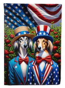 All American Saluki House Flag Large Porch Sleeve Pole Decorative Outside Yard Banner Artwork Wall Hanging, Polyester, House Size, Multicolor