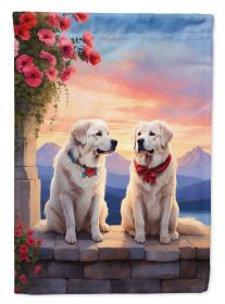 Great Pyrenees Two Hearts House Flag Large Porch Sleeve Pole Decorative Outside Yard Banner Artwork Wall Hanging, Polyester, House Size, Multicolor