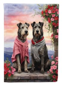 Irish Wolfhound Two Hearts House Flag Large Porch Sleeve Pole Decorative Outside Yard Banner Artwork Wall Hanging, Polyester, House Size, Multicolor