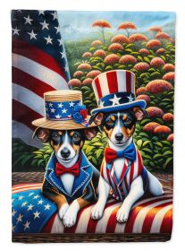 All American Rat Terrier House Flag Large Porch Sleeve Pole Decorative Outside Yard Banner Artwork Wall Hanging, Polyester, House Size, Multicolor