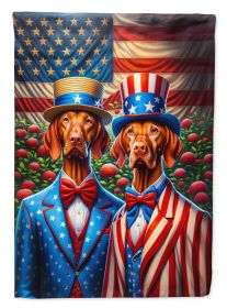 All American Vizsla House Flag Large Porch Sleeve Pole Decorative Outside Yard Banner Artwork Wall Hanging, Polyester, House Size, Multicolor