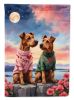 Irish Terrier Two Hearts House Flag Large Porch Sleeve Pole Decorative Outside Yard Banner Artwork Wall Hanging, Polyester, House Size, Multicolor