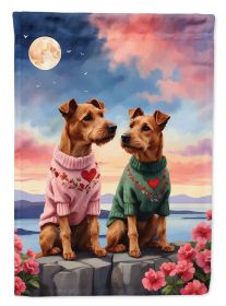 Irish Terrier Two Hearts House Flag Large Porch Sleeve Pole Decorative Outside Yard Banner Artwork Wall Hanging, Polyester, House Size, Multicolor