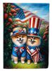 All American Pomeranian House Flag Large Porch Sleeve Pole Decorative Outside Yard Banner Artwork Wall Hanging, Polyester, House Size, Multicolor