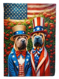 All American Shar Pei House Flag Large Porch Sleeve Pole Decorative Outside Yard Banner Artwork Wall Hanging, Polyester, House Size, Multicolor
