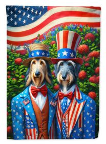 All American Scottish Deerhound House Flag Large Porch Sleeve Pole Decorative Outside Yard Banner Artwork Wall Hanging, Polyester, House Size