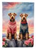 Airedale Terrier Two Hearts House Flag Large Porch Sleeve Pole Decorative Outside Yard Banner Artwork Wall Hanging, Polyester, House Size, Multicolor