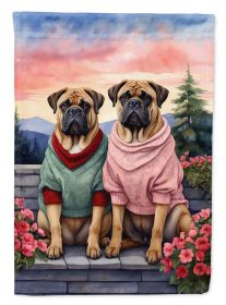 Bullmastiff Two Hearts House Flag Large Porch Sleeve Pole Decorative Outside Yard Banner Artwork Wall Hanging, Polyester, House Size, Multicolor