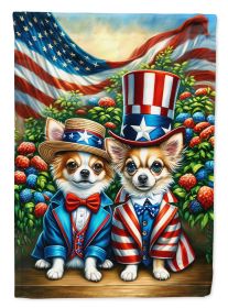 All American Chihuahua House Flag Large Porch Sleeve Pole Decorative Outside Yard Banner Artwork Wall Hanging, Polyester, House Size, Multicolor