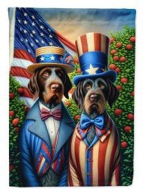 All American German Wirehaired Pointer House Flag Large Porch Sleeve Pole Decorative Outside Yard Banner Artwork Wall Hanging, Polyester, House Size