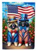 All American Keeshond House Flag Large Porch Sleeve Pole Decorative Outside Yard Banner Artwork Wall Hanging, Polyester, House Size, Multicolor