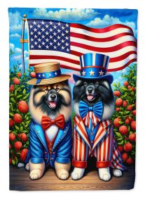 All American Keeshond House Flag Large Porch Sleeve Pole Decorative Outside Yard Banner Artwork Wall Hanging, Polyester, House Size, Multicolor